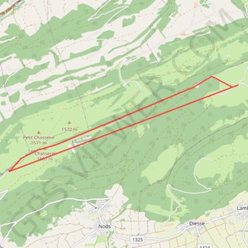 Trace GPS Les Prés d'Orvin - Le Chasseral, itinéraire, parcours