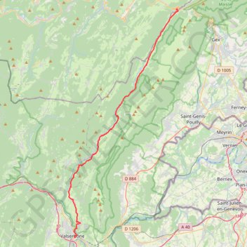 Trace GPS Bellegarde-sur-Valserine (01200), Valserhône, Ain, Auvergne-Rhône-Alpes, France > 3 Chemin de Sous Montoiseau (Lajoux), itinéraire, parcours