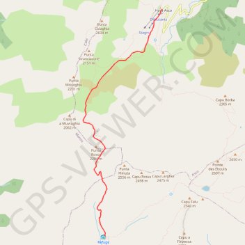 Trace GPS GR20 Tighjettu-Ascu Stagnu, itinéraire, parcours