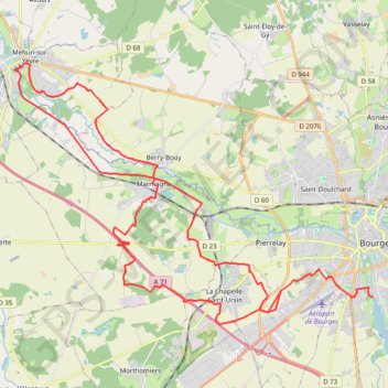 Trace GPS Tour de Bourges - Château Charles VII. Mehun - Bourges, itinéraire, parcours