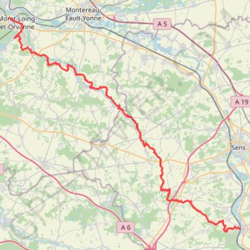 Trace GPS GRP de l'Orvanne, itinéraire, parcours