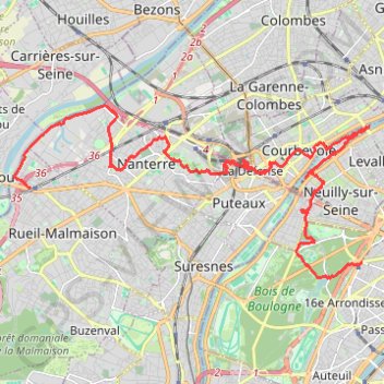 Trace GPS Rueil RER-l'Ile de la jatte, itinéraire, parcours