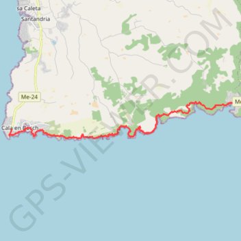 Trace GPS Cala en bosc à cala galdana, itinéraire, parcours