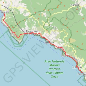 Trace GPS Cinque terre, itinéraire, parcours