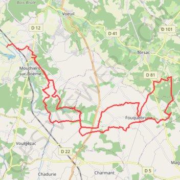 Trace GPS Mouthiers Fouquebrune, itinéraire, parcours