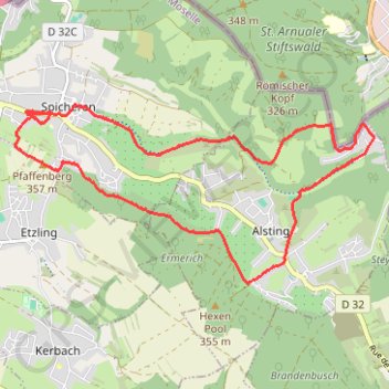 Trace GPS Randonnée de Spicheren - Alsting, itinéraire, parcours