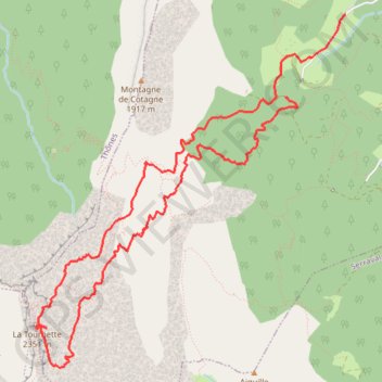 Trace GPS Tournette en ski, itinéraire, parcours